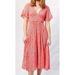 flowy square neck midi dress Women's Summer Dresses Casual Flowy Beach Square Neck Puff Short Sleeve  Smocked Back Midi Dress with Pockets